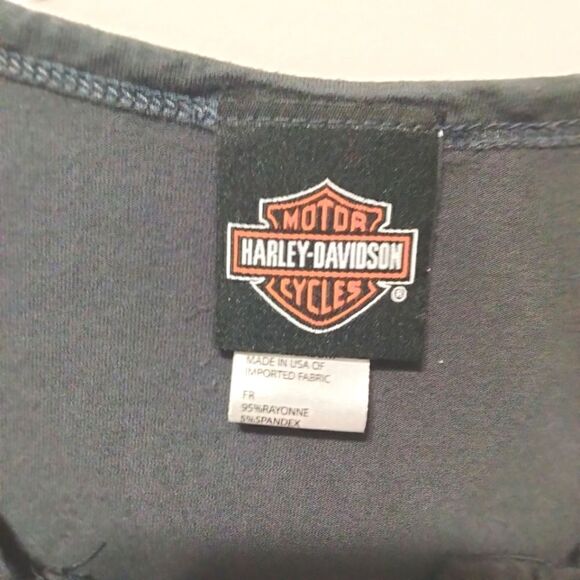 Harley Davidson Women's Tee Shirt Sz M Dark Gray Bling Eagle Forever Two Wheels - Picture 4 of 10